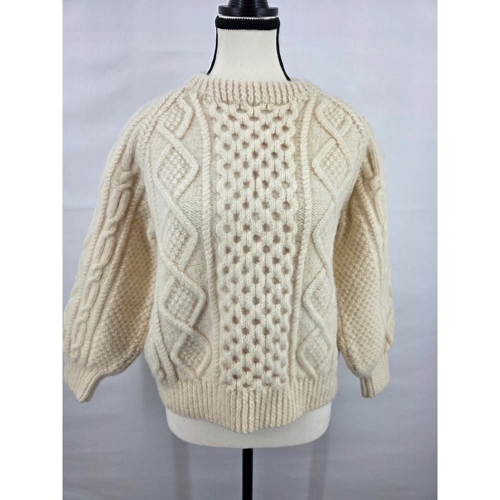 John Molloy Donegal Ireland Pure New Wool Aran Cable Knit Fisherman Sweater